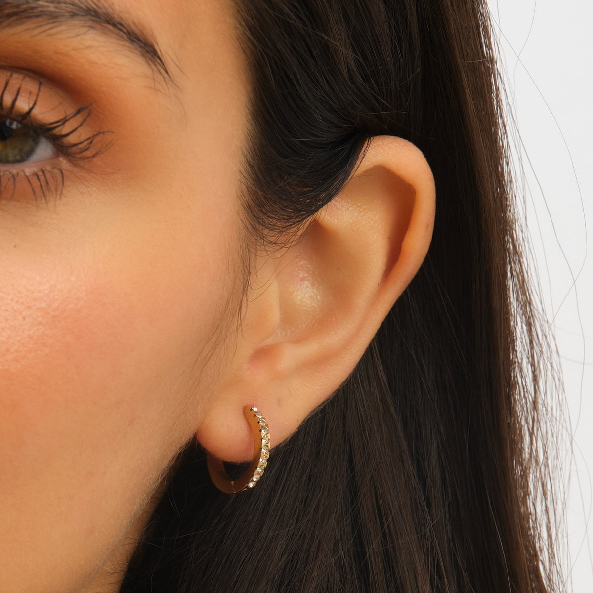 Jon Richard Waterproof Gold Plated Crystal And Polished Huggie Hoop Earrings