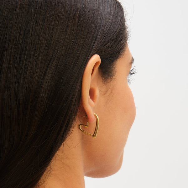 Jon Richard Waterproof Gold Plated Heart Hoop Earrings