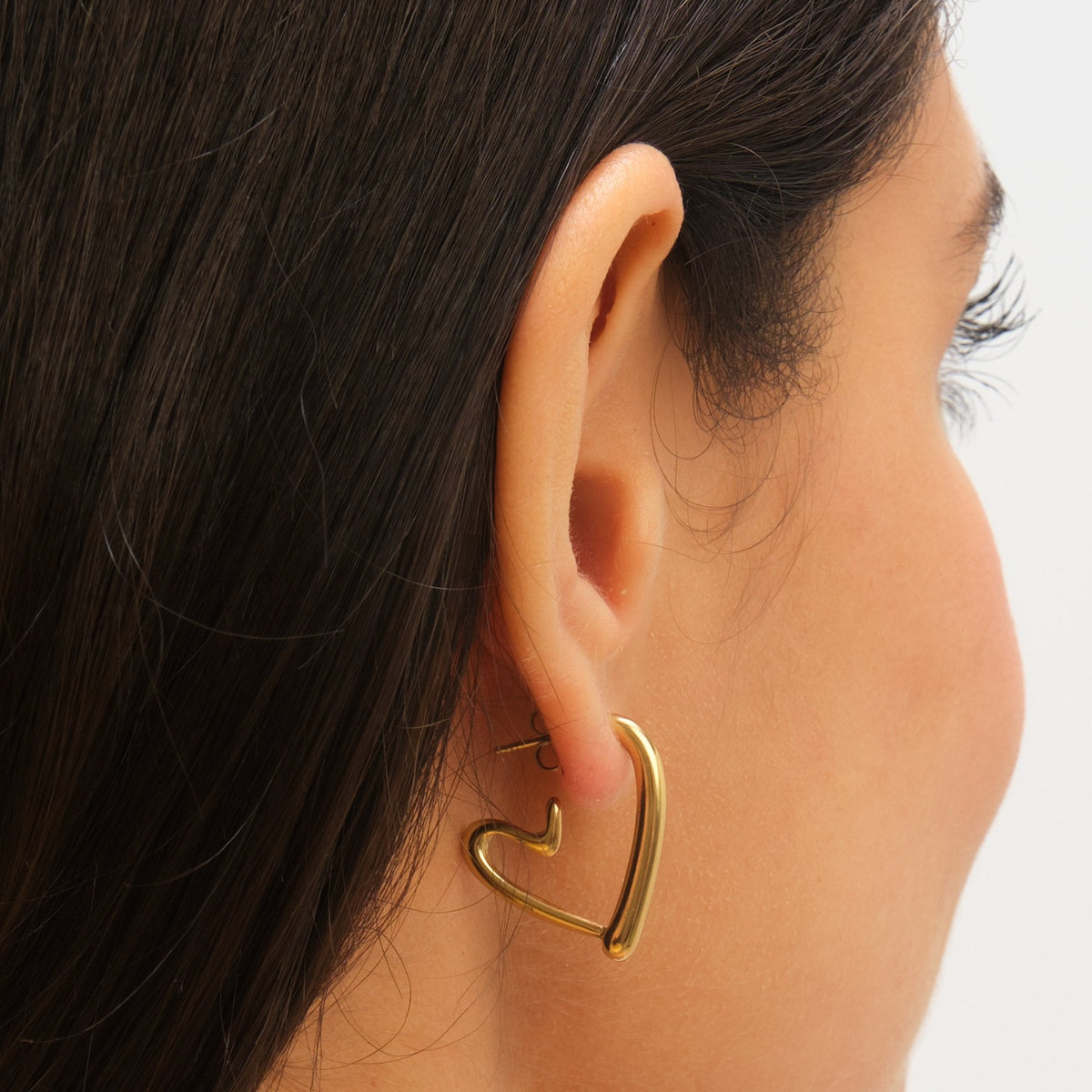 Jon Richard Waterproof Gold Plated Heart Hoop Earrings