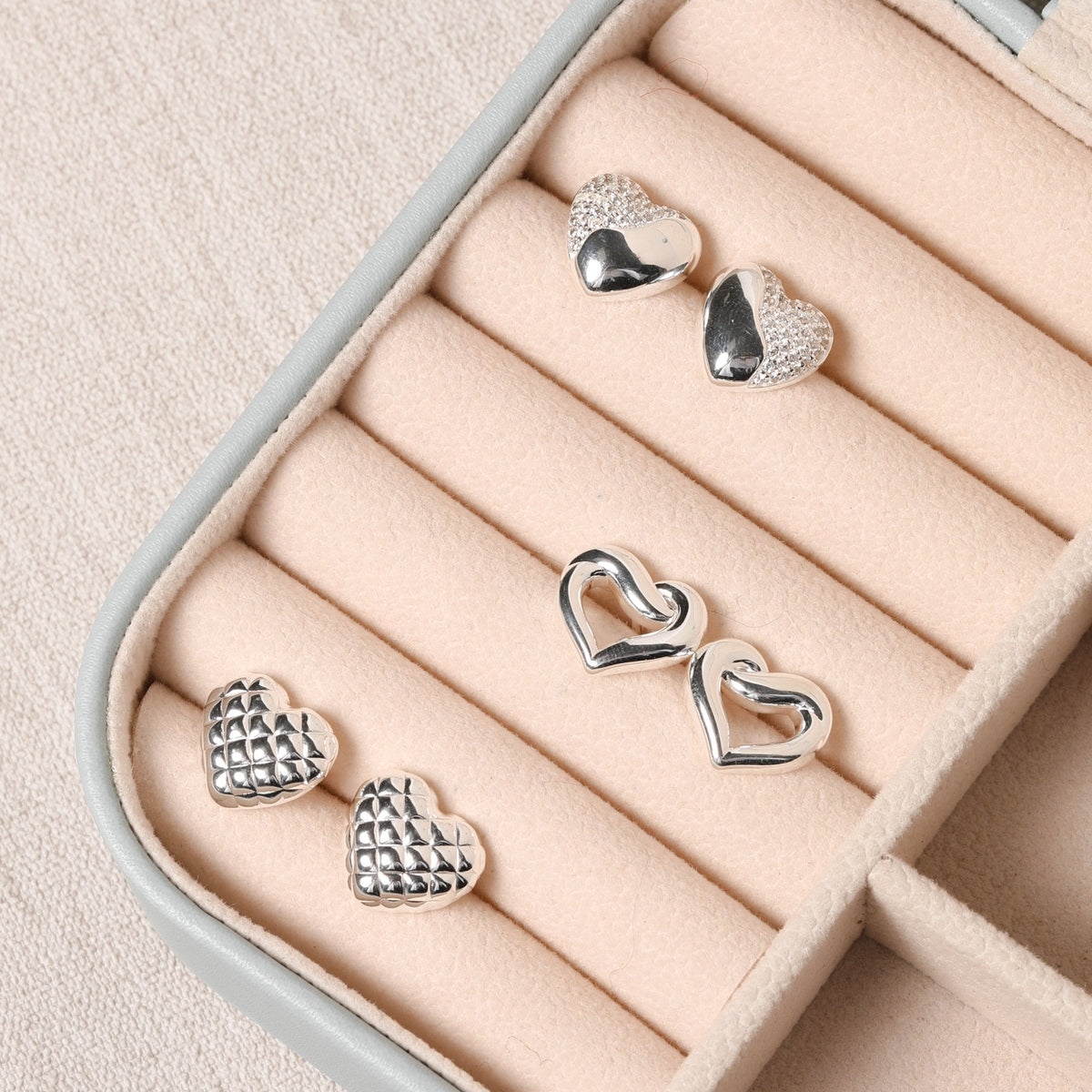Simply Silver Sterling Silver 925 Polished Textured Heart Earrings