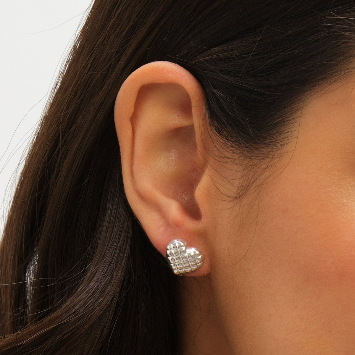 Simply Silver Sterling Silver 925 Polished Textured Heart Earrings