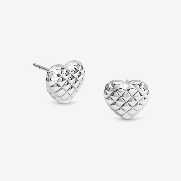 Simply Silver Sterling Silver 925 Polished Textured Heart Earrings
