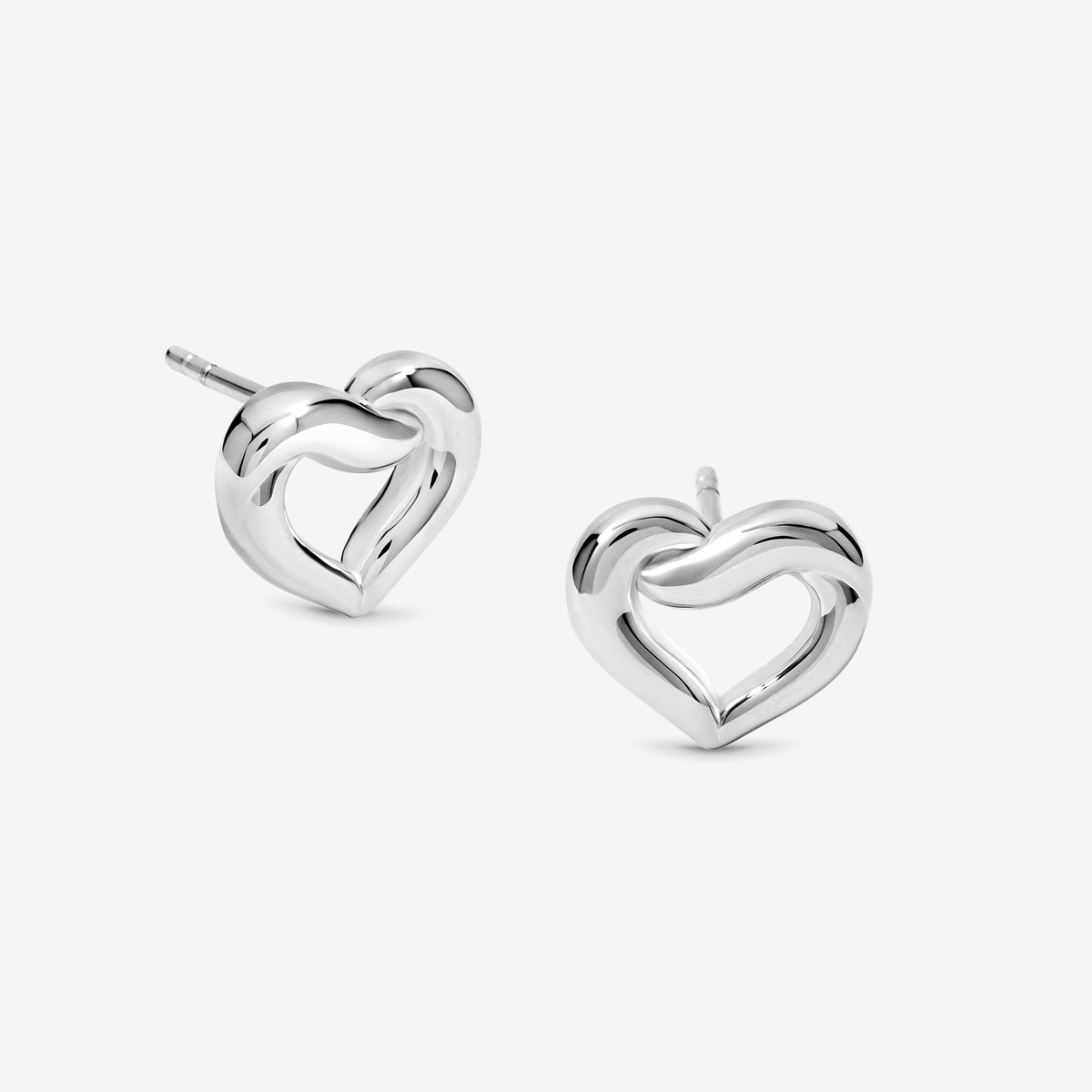 Simply Silver Sterling Silver 925 Polished Woven Open Heart Stud Earrings