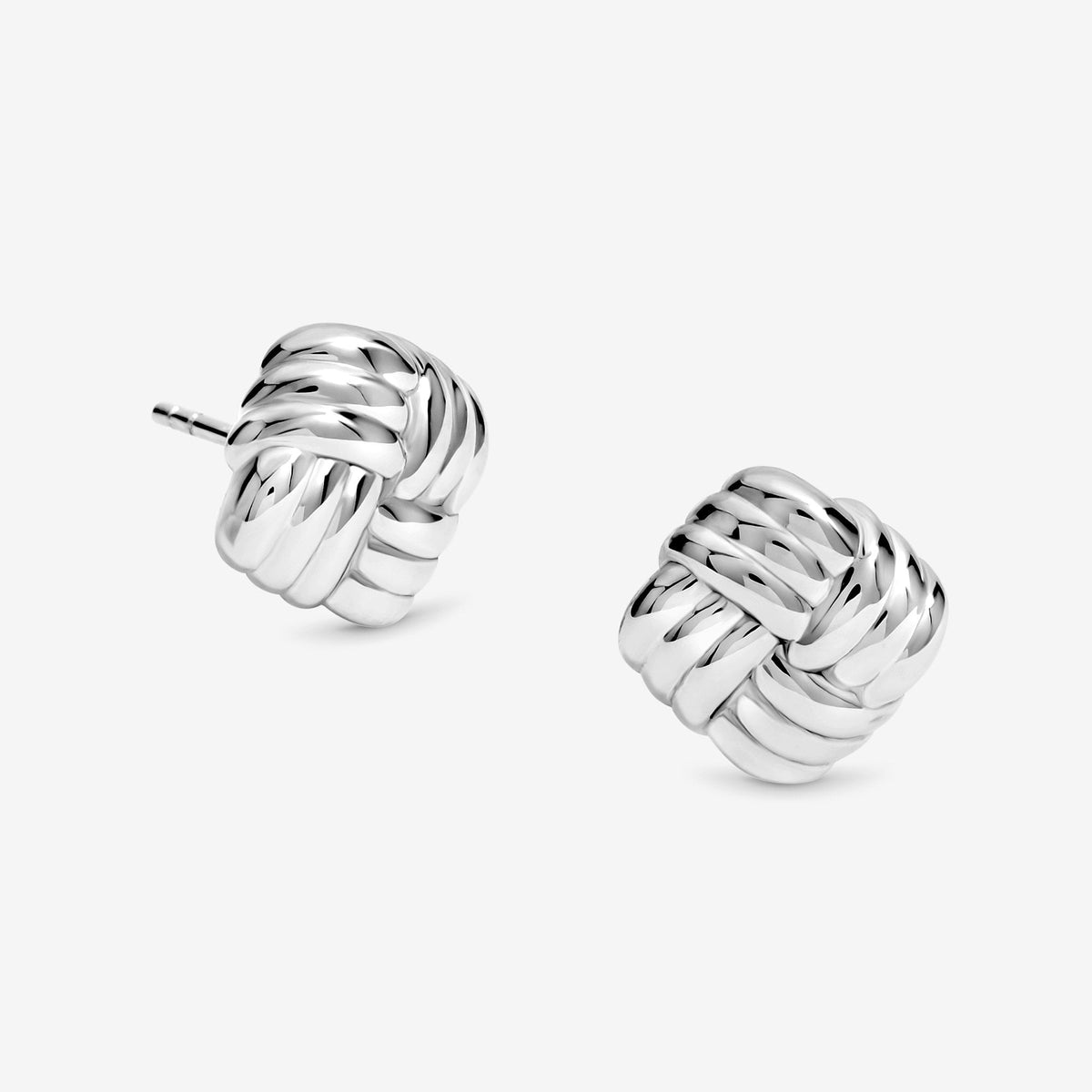 Simply Silver Sterling Silver 925 Polished Ridged Sqaure Stud Earrings