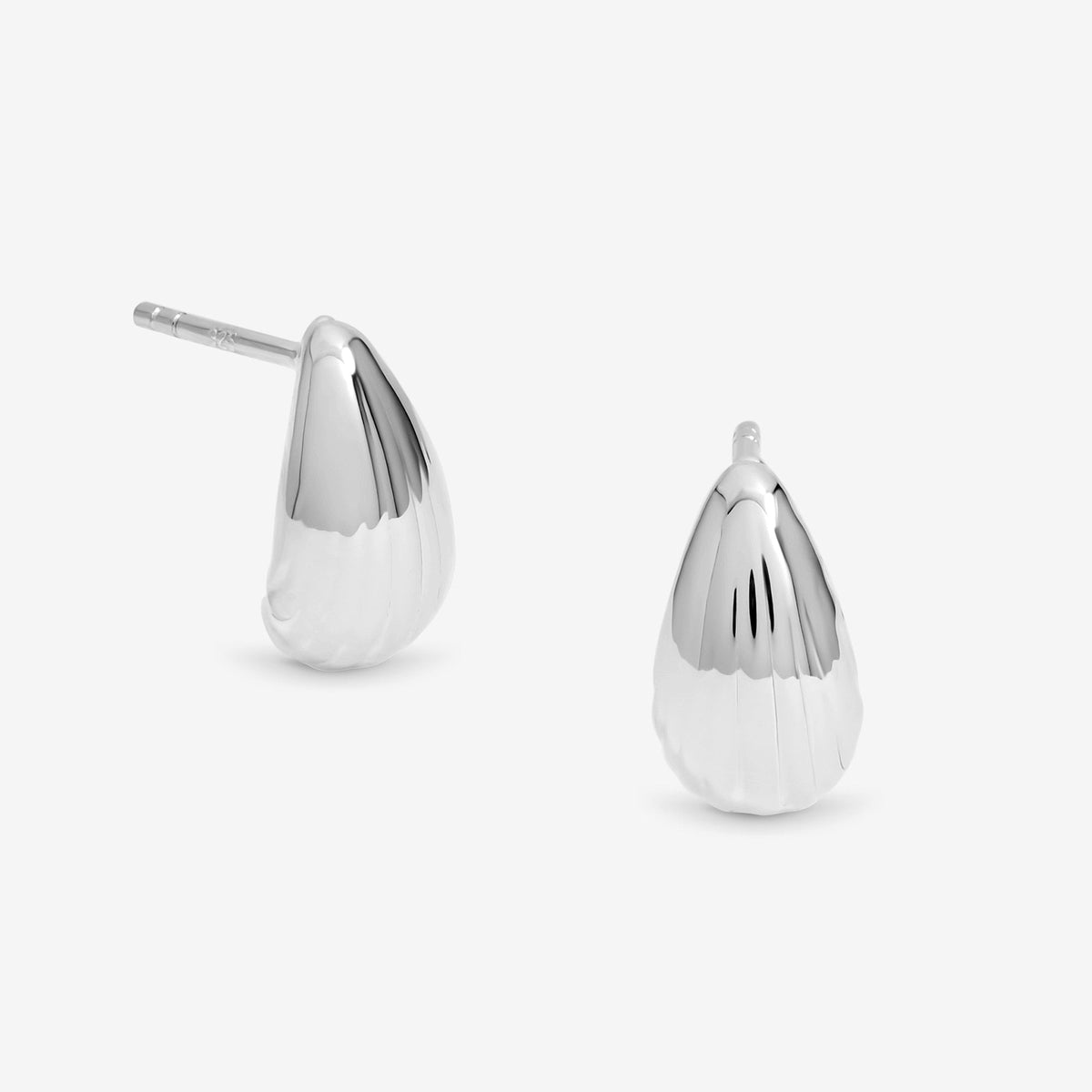 Simply Silver Sterling Silver 925 Polished Ridged Dome Earrings