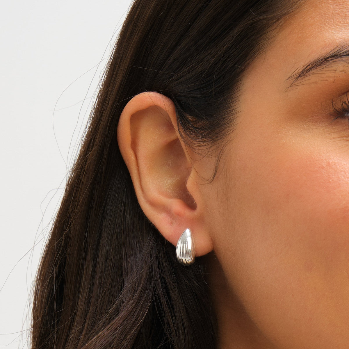 Simply Silver Sterling Silver 925 Polished Ridged Dome Earrings
