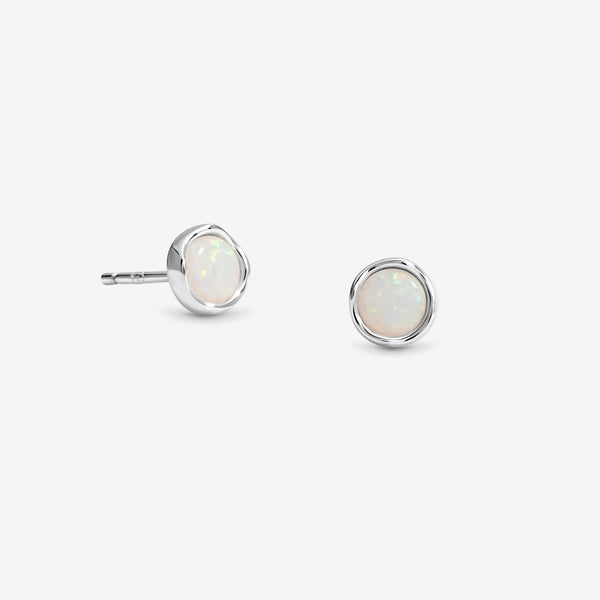 Simply Silver Sterling Silver 925 Polished Opal Stud Earrings