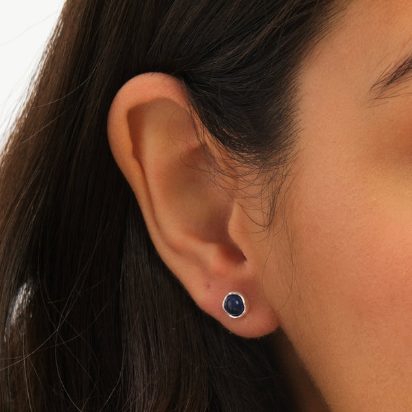 Simply Silver Sterling Silver 925 Polished Lapis Stud Earrings