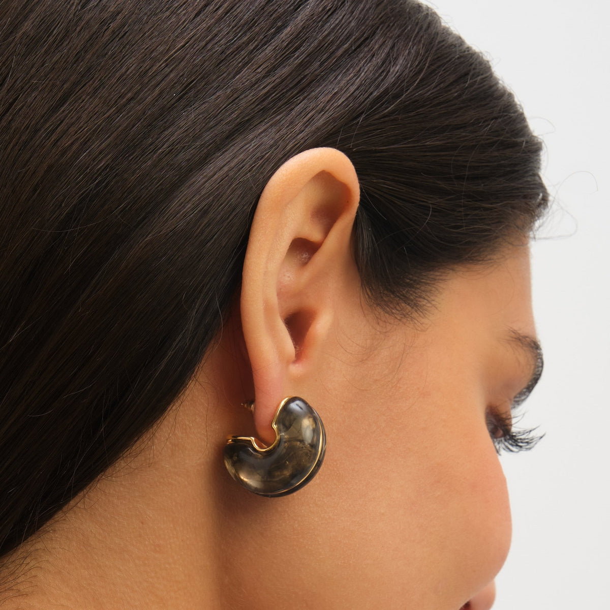 Jon Richard Black Resin Hoop Earrings