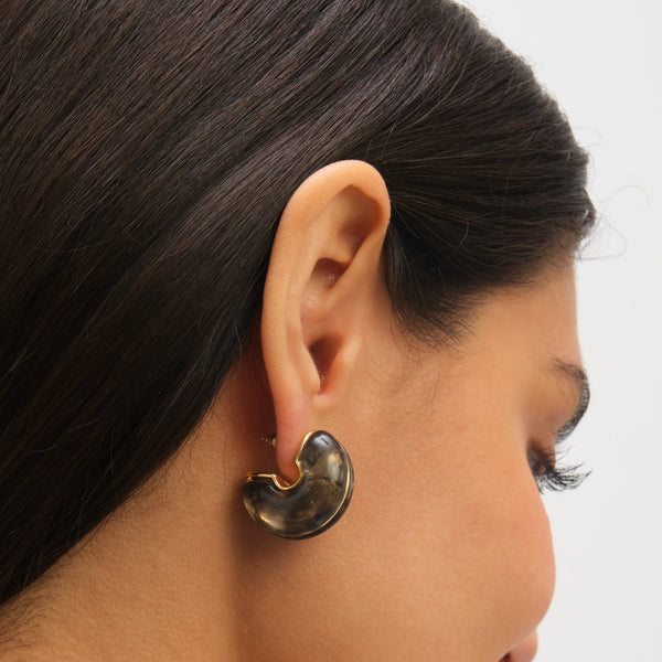 Jon Richard Black Resin Hoop Earrings