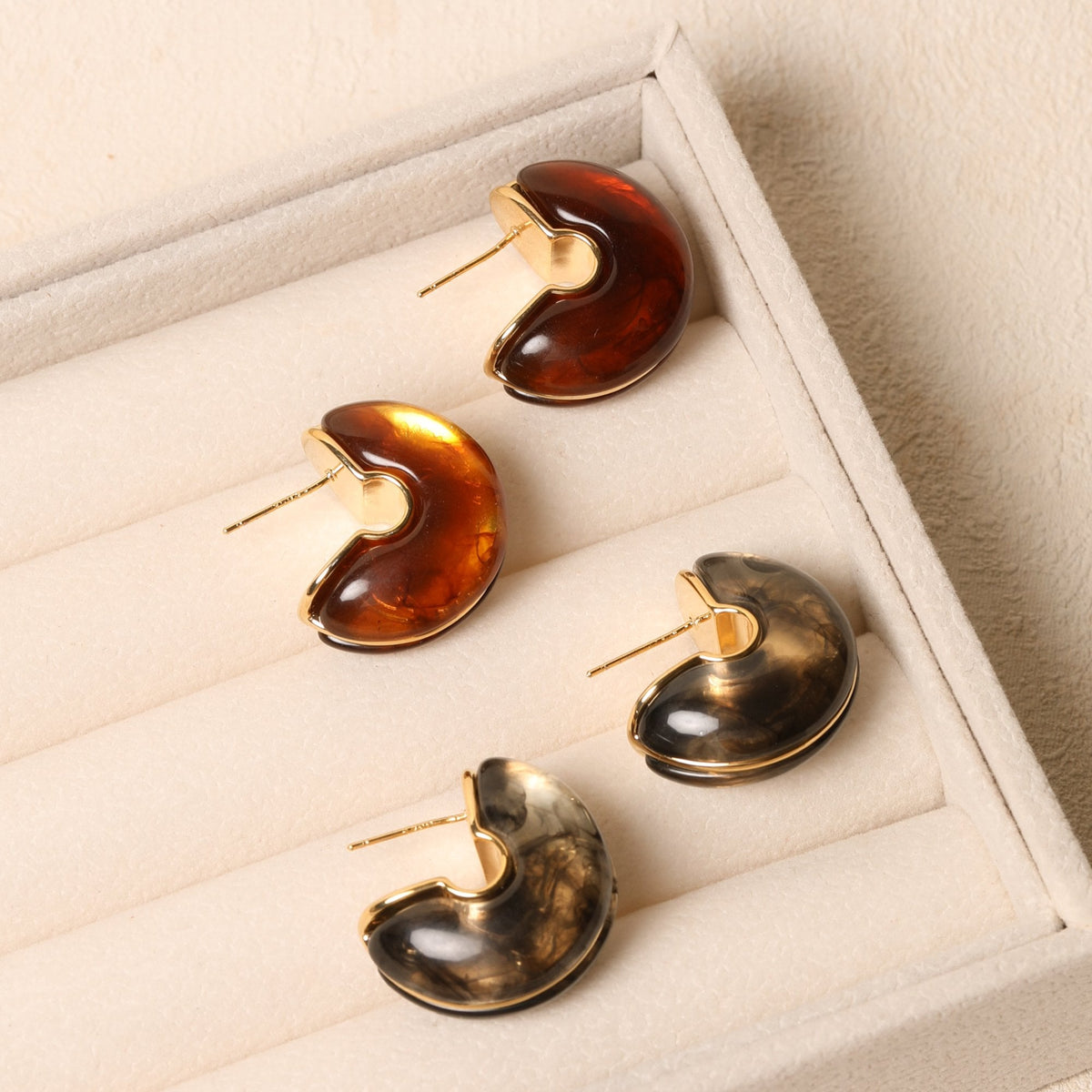 Jon Richard Black Resin Hoop Earrings