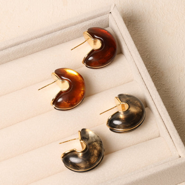 Jon Richard Black Resin Hoop Earrings