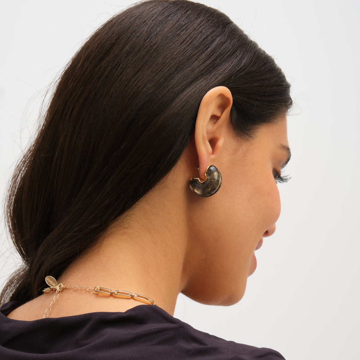 Jon Richard Black Resin Hoop Earrings