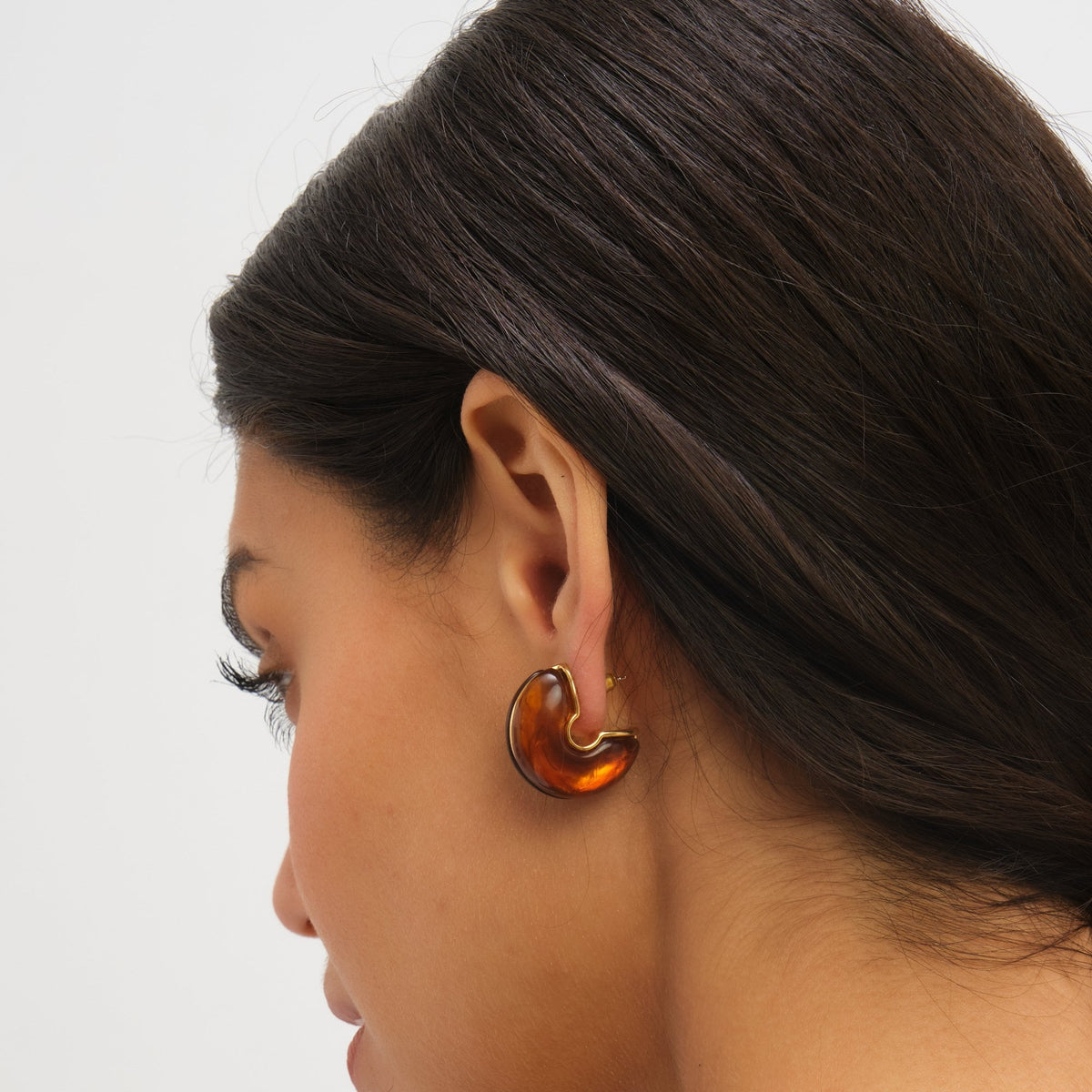Jon Richard Brown Resin Hoop Earrings