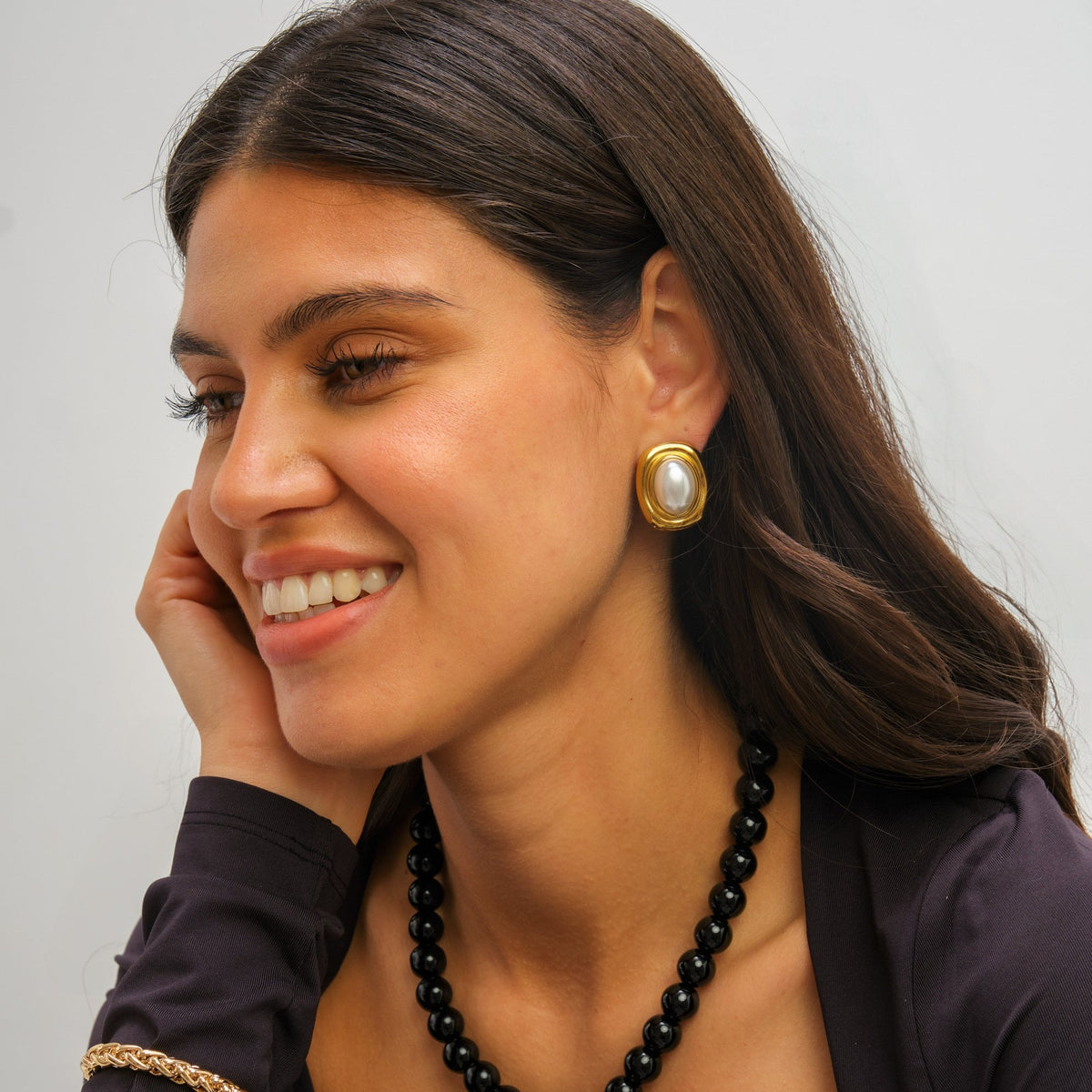 Jon Richard Gold Plated And Pearl Polished Earrings