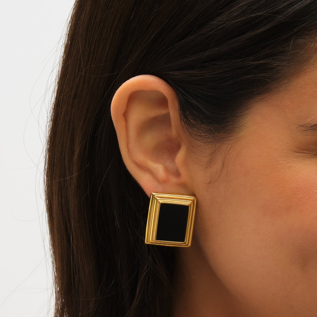Jon Richard Gold Plated And Jet Enamel Earrings