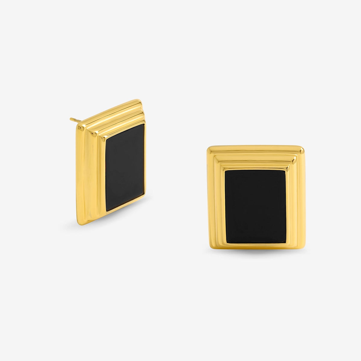 Jon Richard Gold Plated And Jet Enamel Earrings