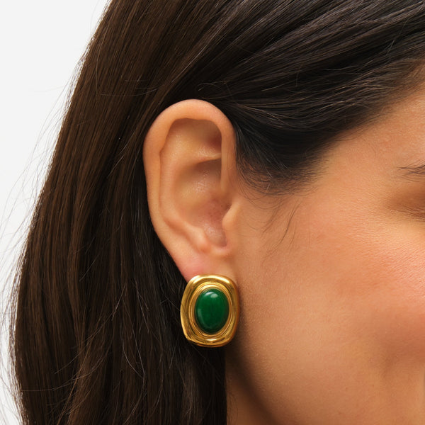 Jon Richard Gold Plated And Green Statement Earrings