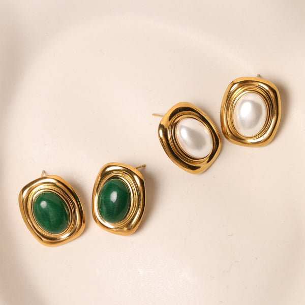 Jon Richard Gold Plated And Green Statement Earrings