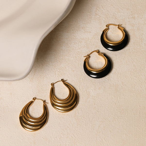 Jon Richard Gold Plated Ridge Hoop Earrings