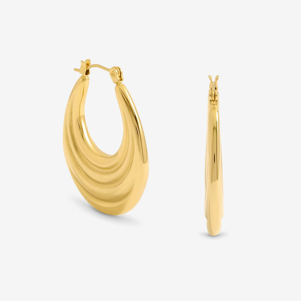 Jon Richard Gold Plated Ridge Hoop Earrings