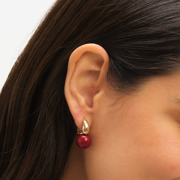 Jon Richard Gold Plated And Red Bead Earrings