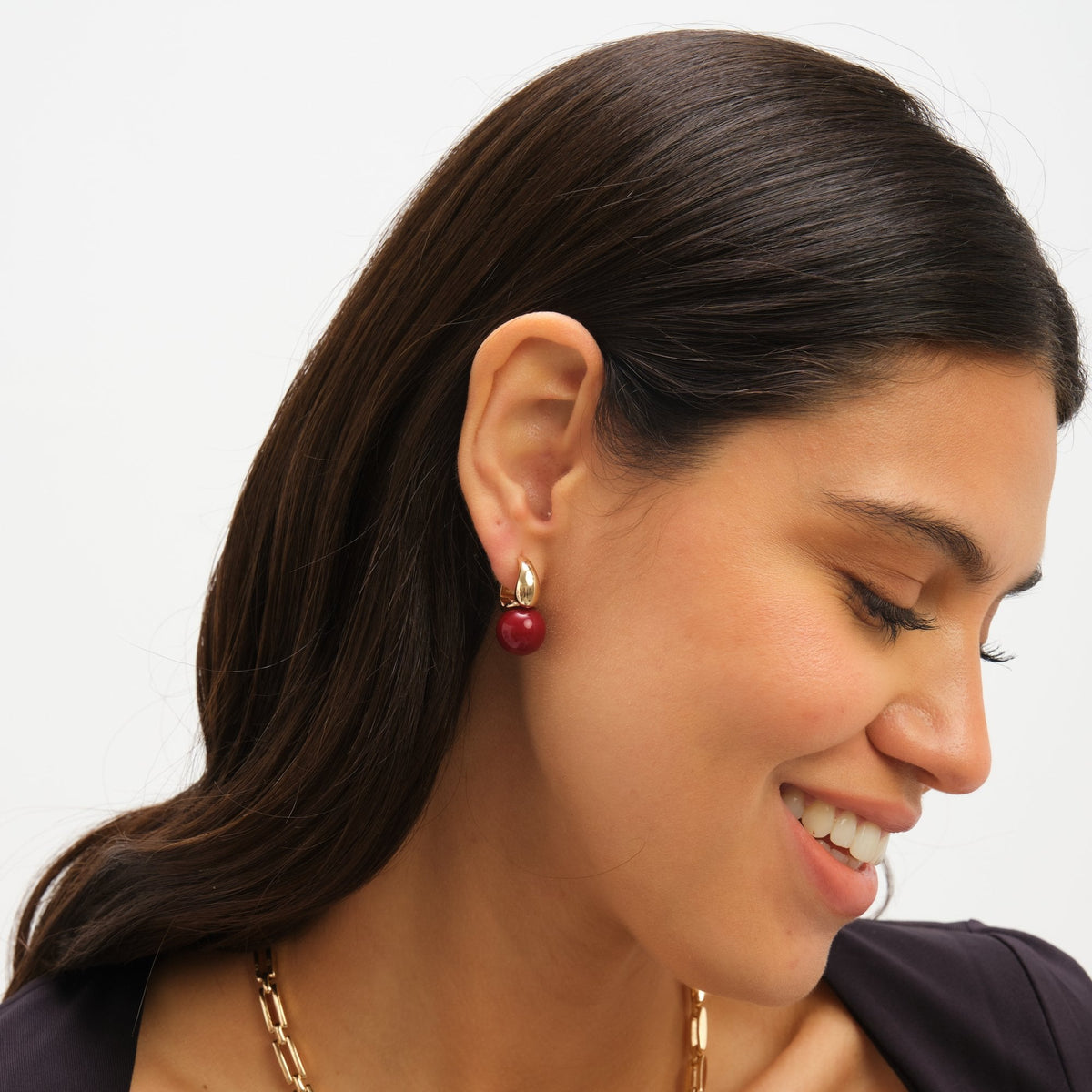Jon Richard Gold Plated And Red Bead Earrings
