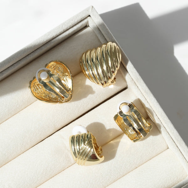 Jon Richard Polished And Ridge Clip Earrings