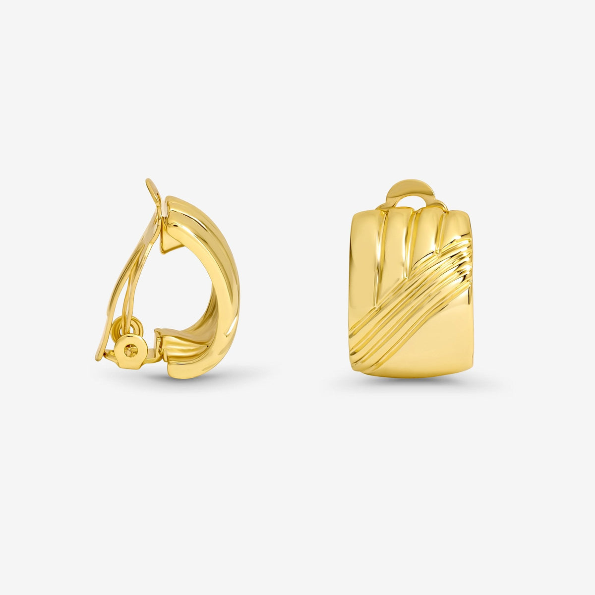 Jon Richard Polished And Ridge Clip Earrings