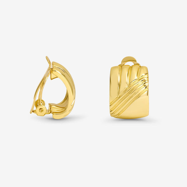 Jon Richard Polished And Ridge Clip Earrings