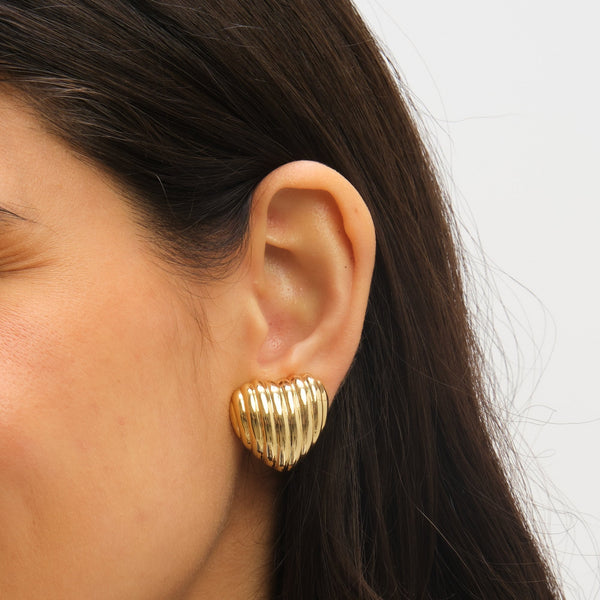 Jon Richard Ridge Puff Heart Clip Earrings