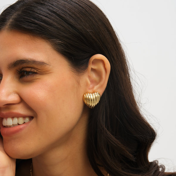 Jon Richard Ridge Puff Heart Clip Earrings