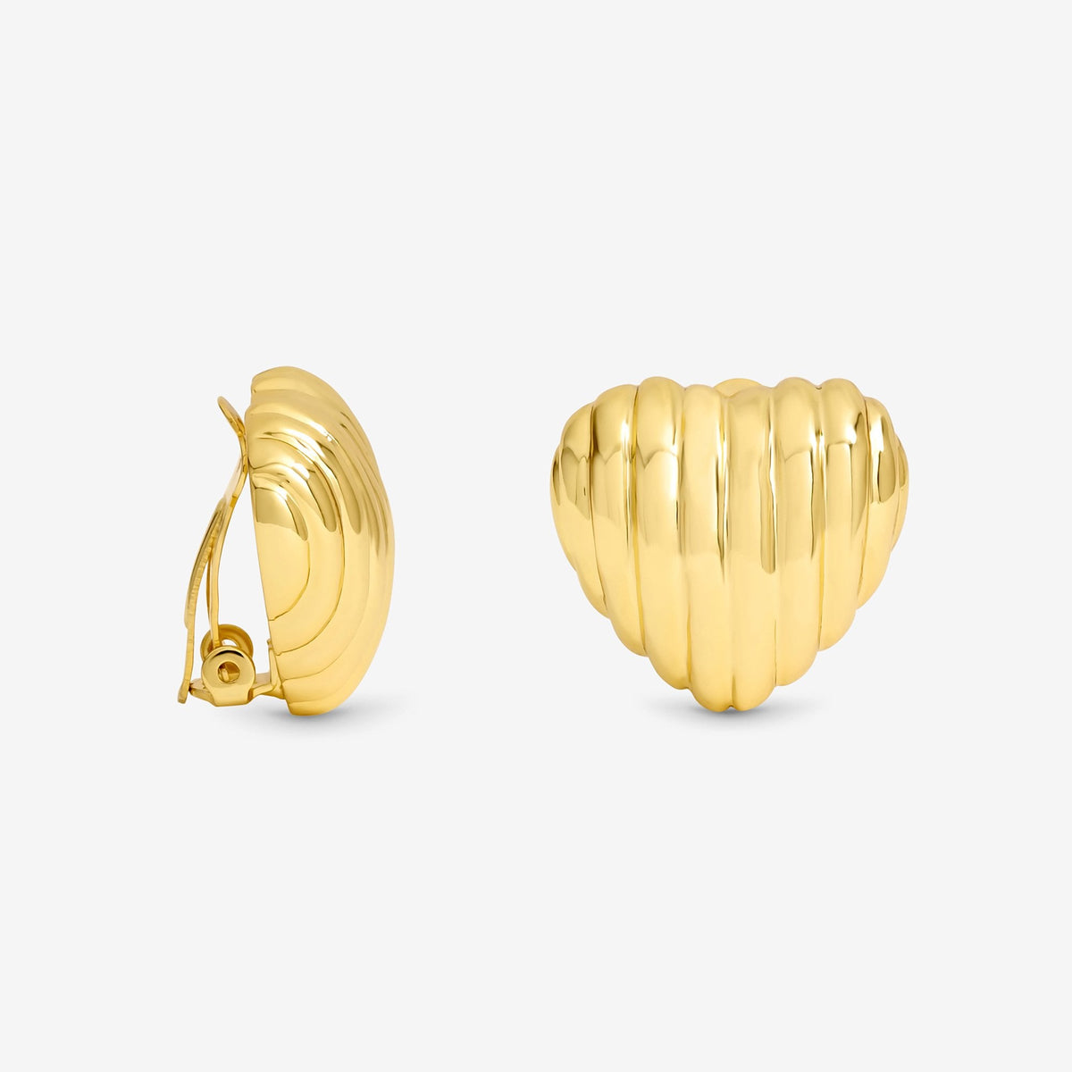 Jon Richard Ridge Puff Heart Clip Earrings
