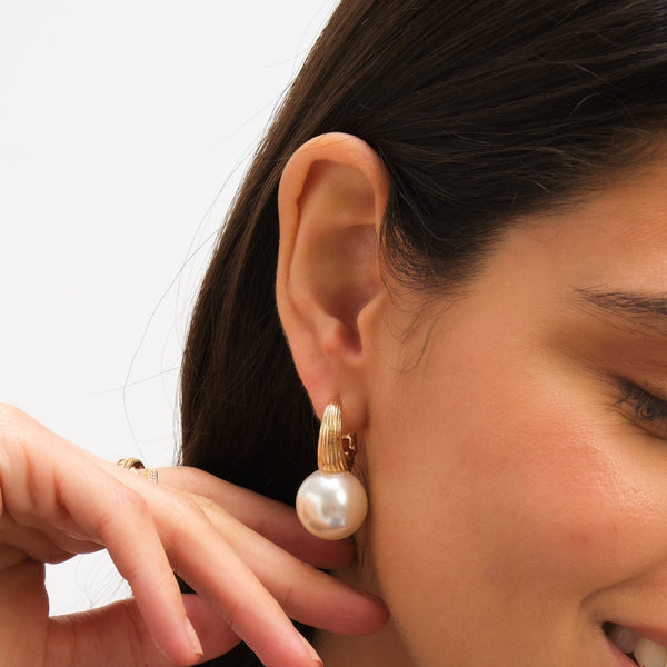 Jon Richard Ridge Hoop And Pearl Statement Earrings