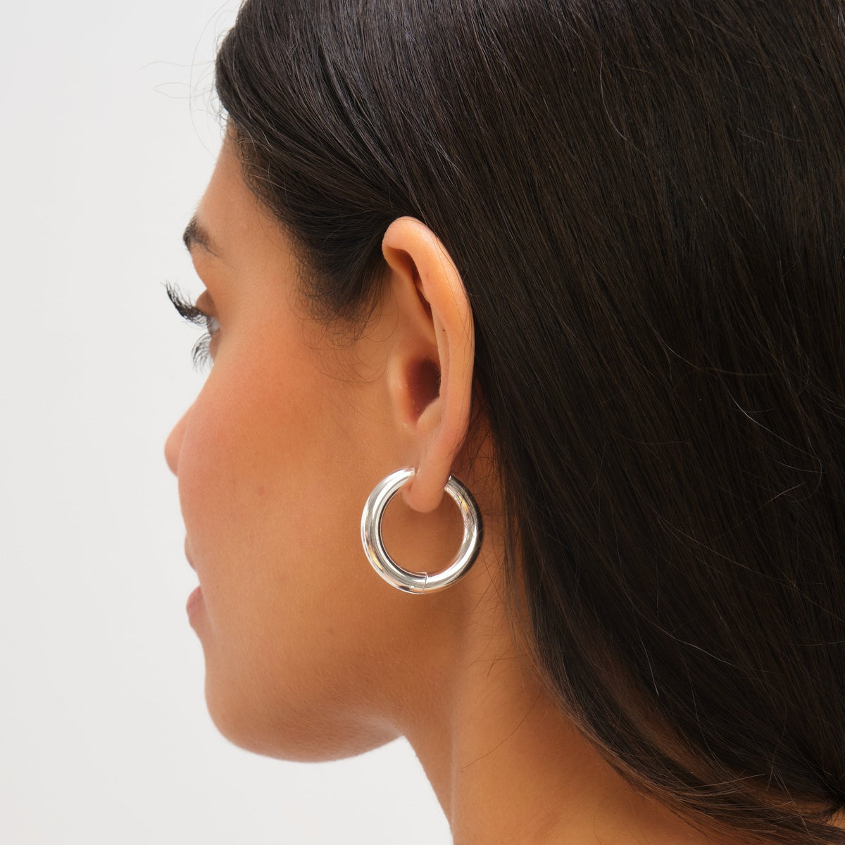 Jon Richard Waterproof Silver Plated Large Chubby Hoop Earrings