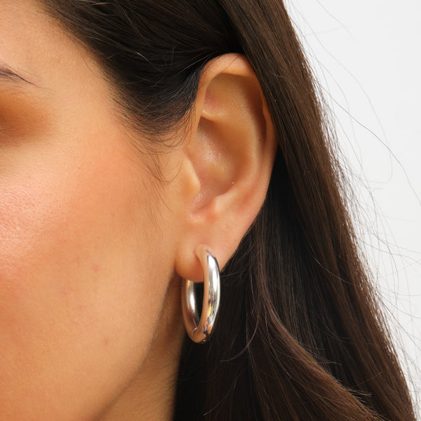 Jon Richard Waterproof Silver Plated Large Chubby Hoop Earrings