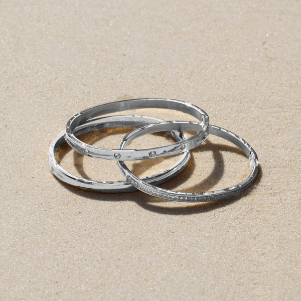 Jon Richard Waterproof Platinum Plated Crystal Polished Bangle