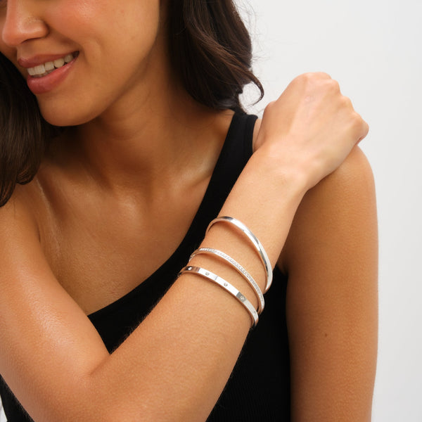 Jon Richard Waterproof Platinum Plated Crystal Row Bangle