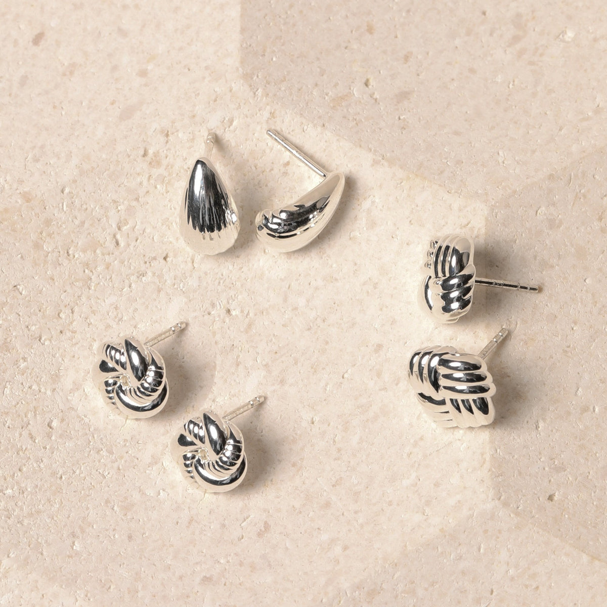 Simply Silver Sterling Silver 925 Polished Textured Knot Stud Earrings