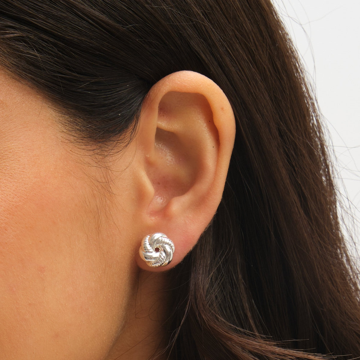 Simply Silver Sterling Silver 925 Polished Textured Knot Stud Earrings