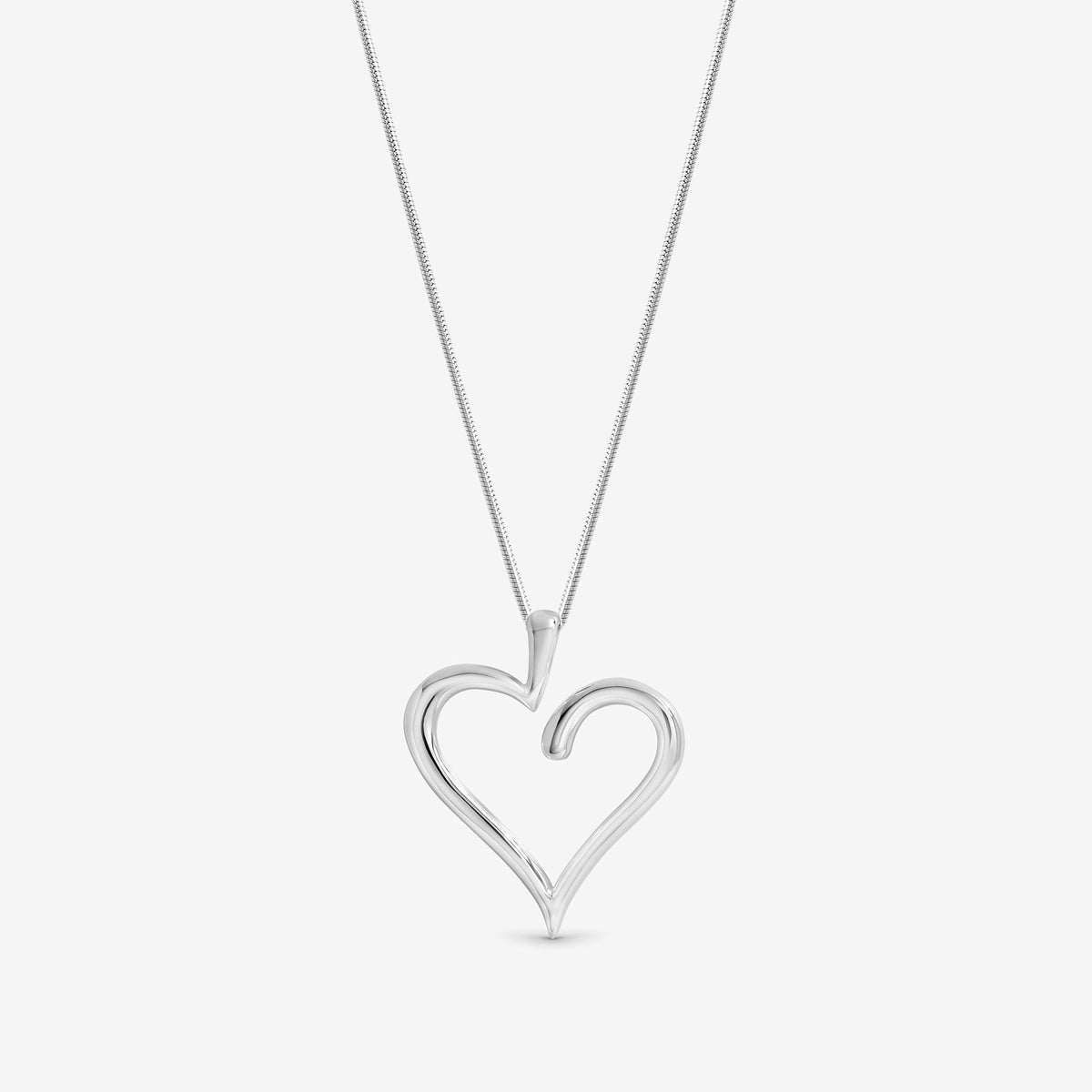 Simply Silver Sterling Silver 925 Polished Open Heart Pendant - Gift Pouch