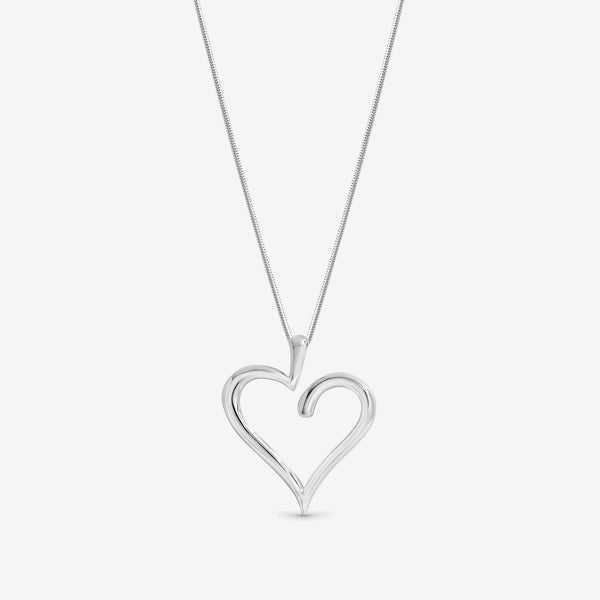 Simply Silver Sterling Silver 925 Polished Open Heart Pendant - Gift Pouch