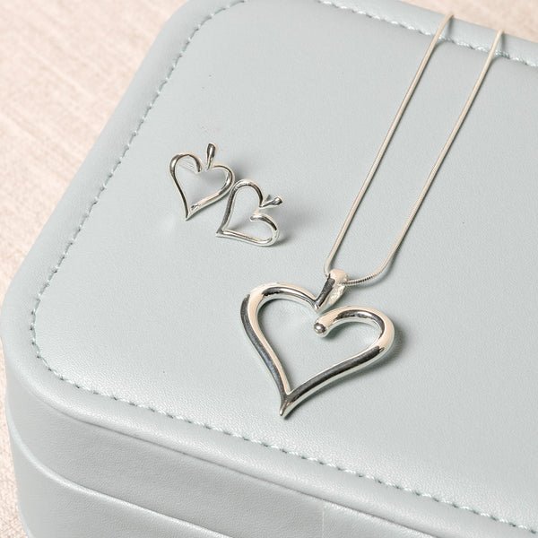 Simply Silver Sterling Silver 925 Polished Open Heart Pendant - Gift Pouch
