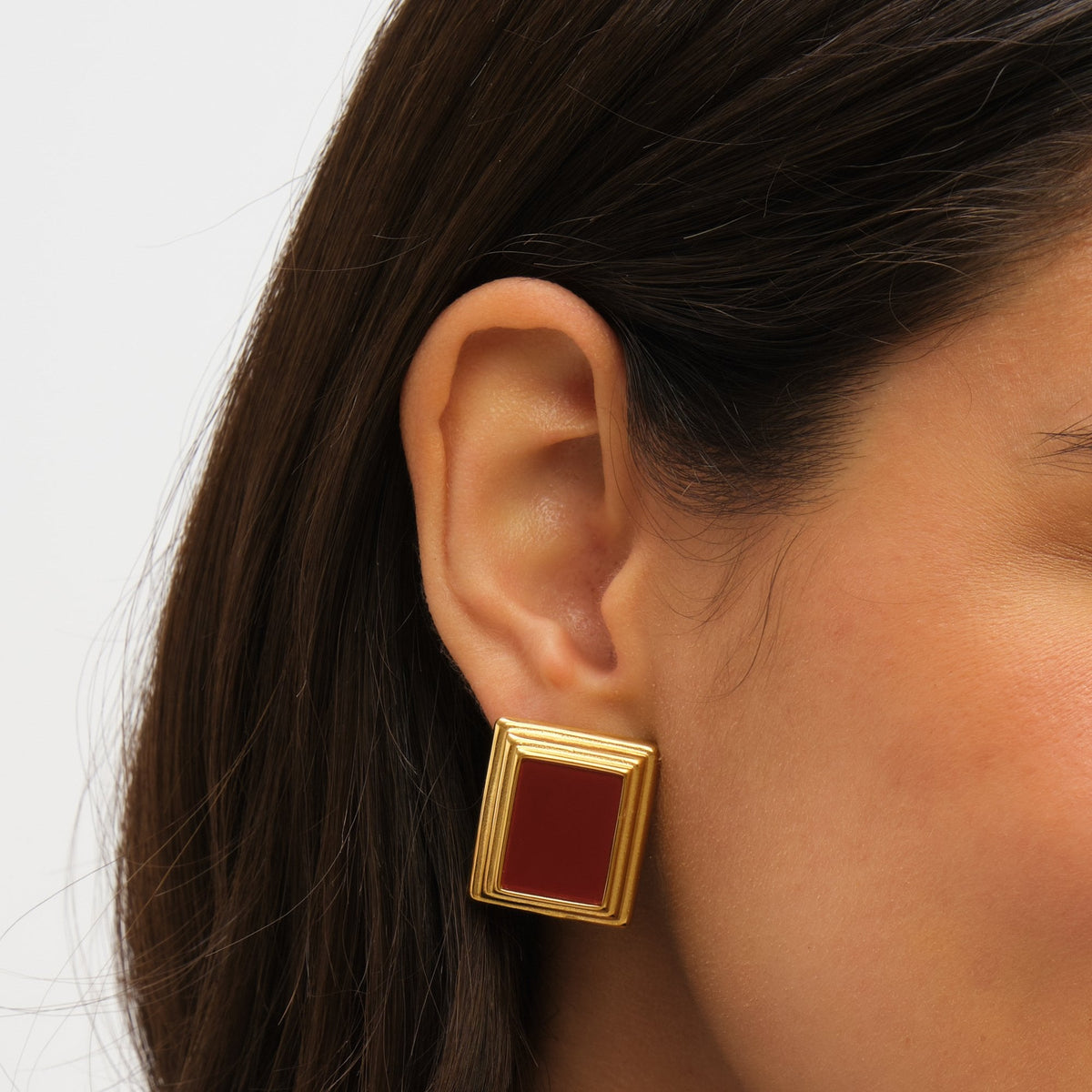 Jon Richard Gold Plated And Red Enamel Earrings