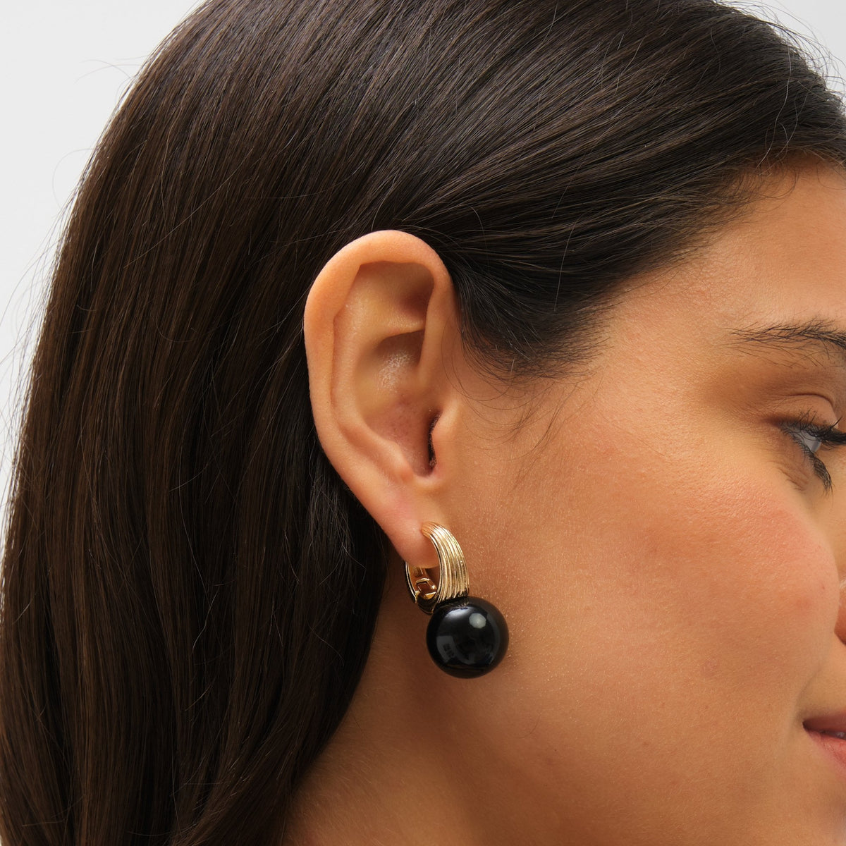 Jon Richard Ridge Hoop And Jet Bead Statement Earrings