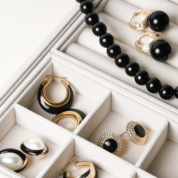 Jon Richard Ridge Hoop And Jet Bead Statement Earrings