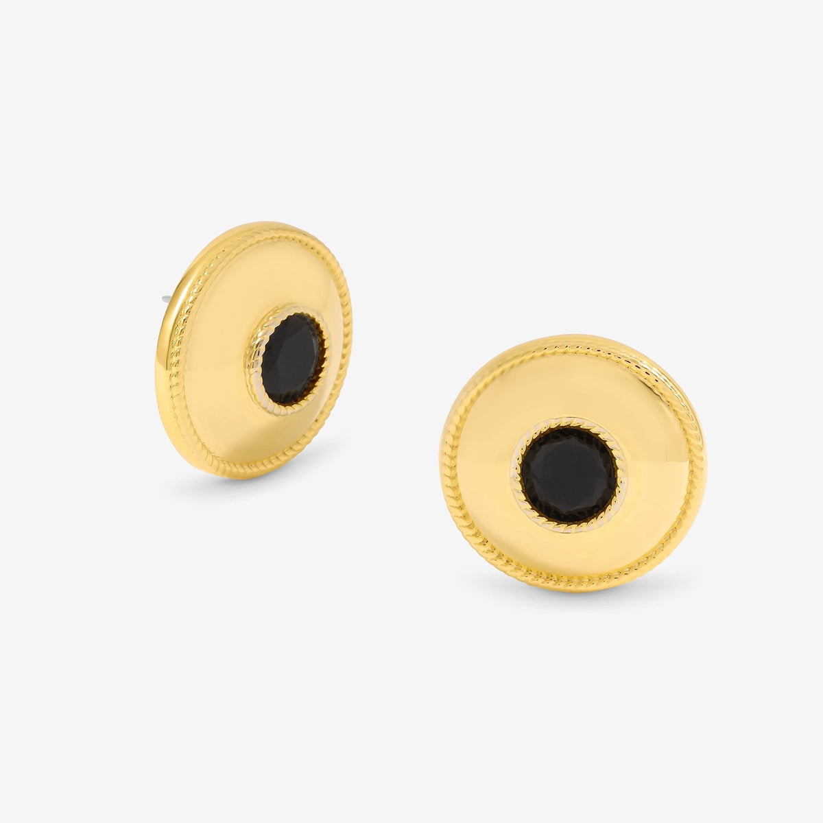 Jon Richard Statement Polished And Jet Round Earrings