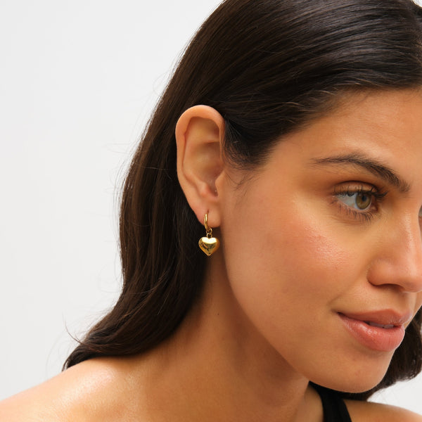Jon Richard Waterproof Gold Plated Heart Charm Hoop Earrings