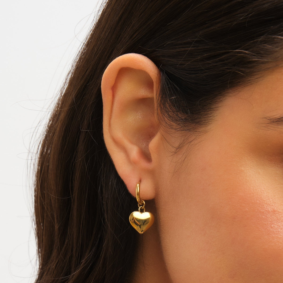 Jon Richard Waterproof Gold Plated Heart Charm Hoop Earrings