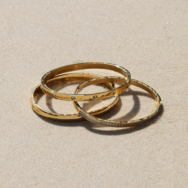 Jon Richard Waterproof Gold Plated Crystal Polished Bangle